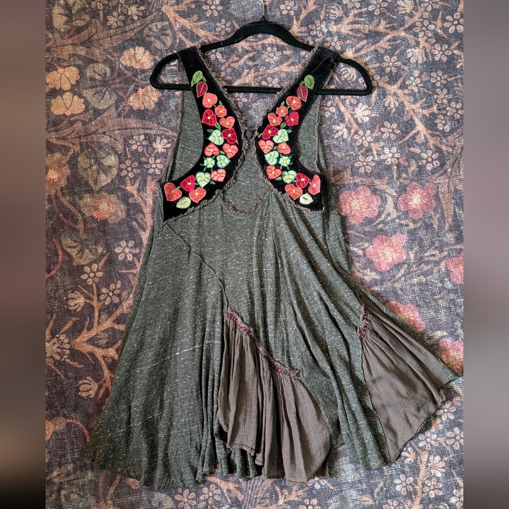 Free People Floral Embroidered Tunic Top